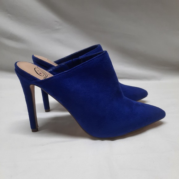 NWOB Diva Katina Stiletto Heel Royal Blue Faux Suede Slip on Mule 6.5 - Picture 3 of 7
